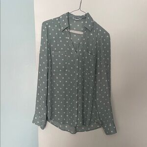 Express Sage Polka Dot Blouse